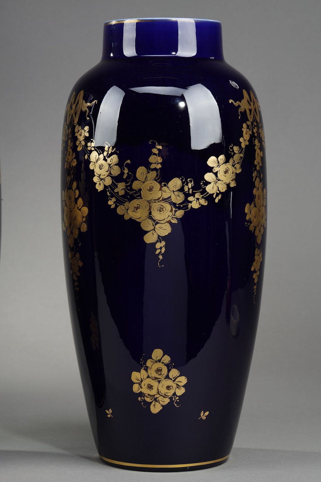 Pair Of 1900's Blue Porcelain Vases From Tours photo for sale