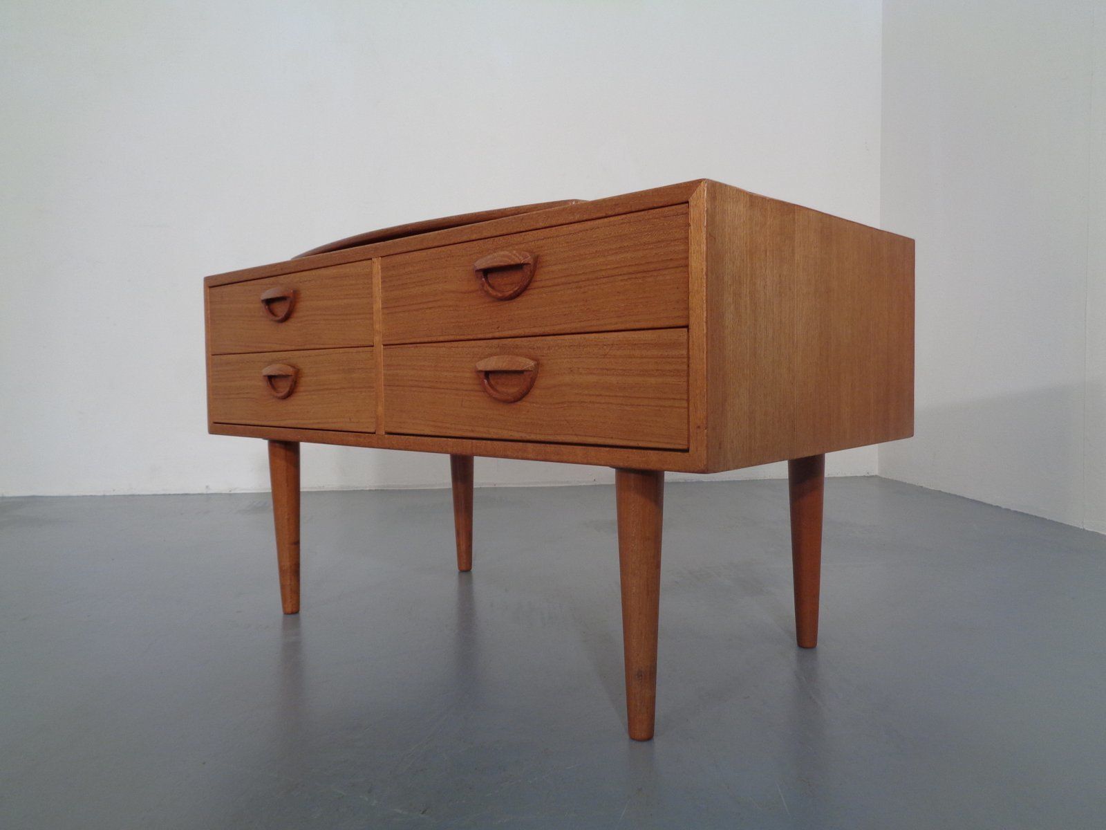 Danish Teak Chest Of Drawers With Rotatable Tray, 1960s photo for sale
