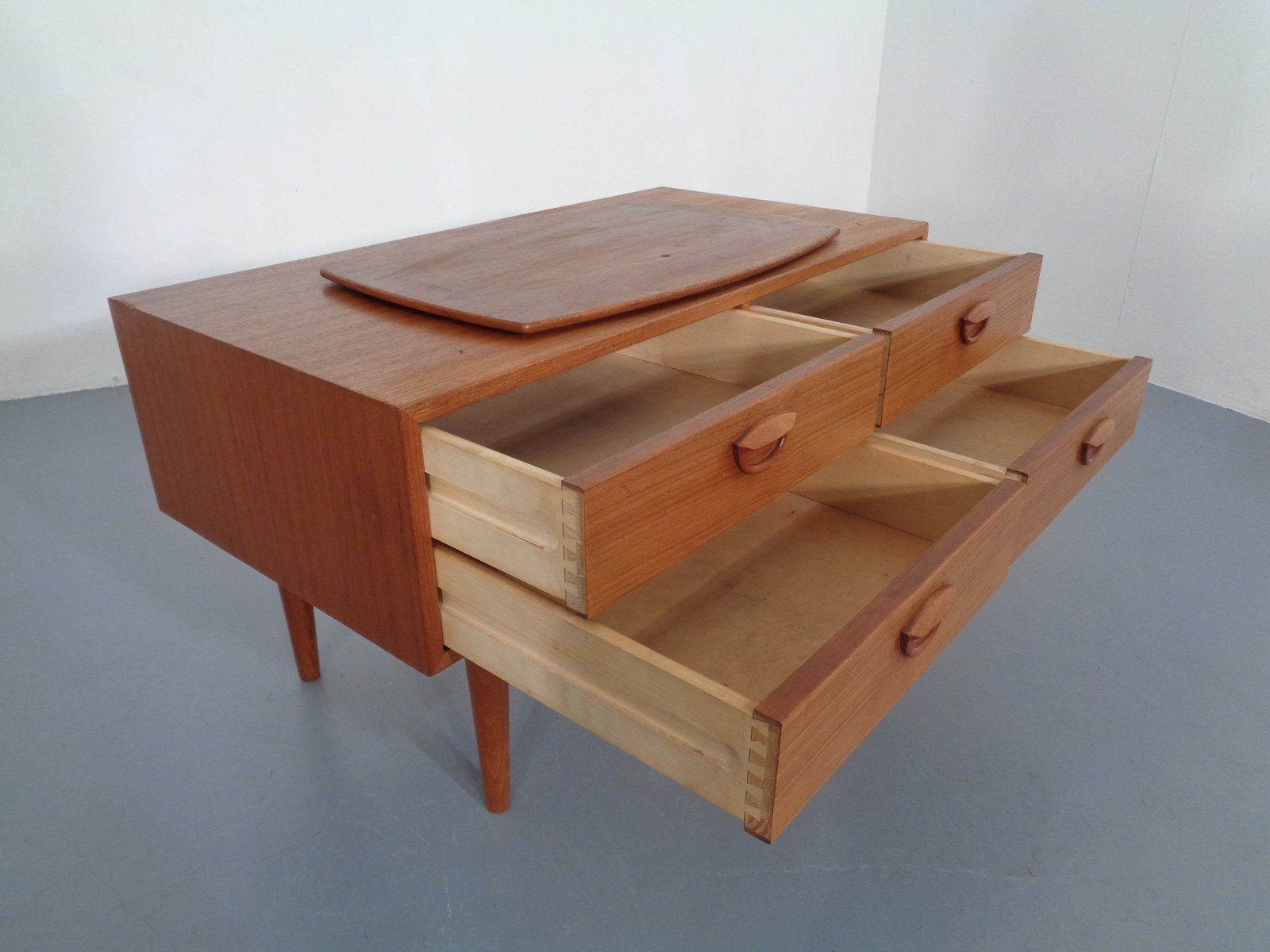 Danish Teak Chest Of Drawers With Rotatable Tray, 1960s photo Furniture