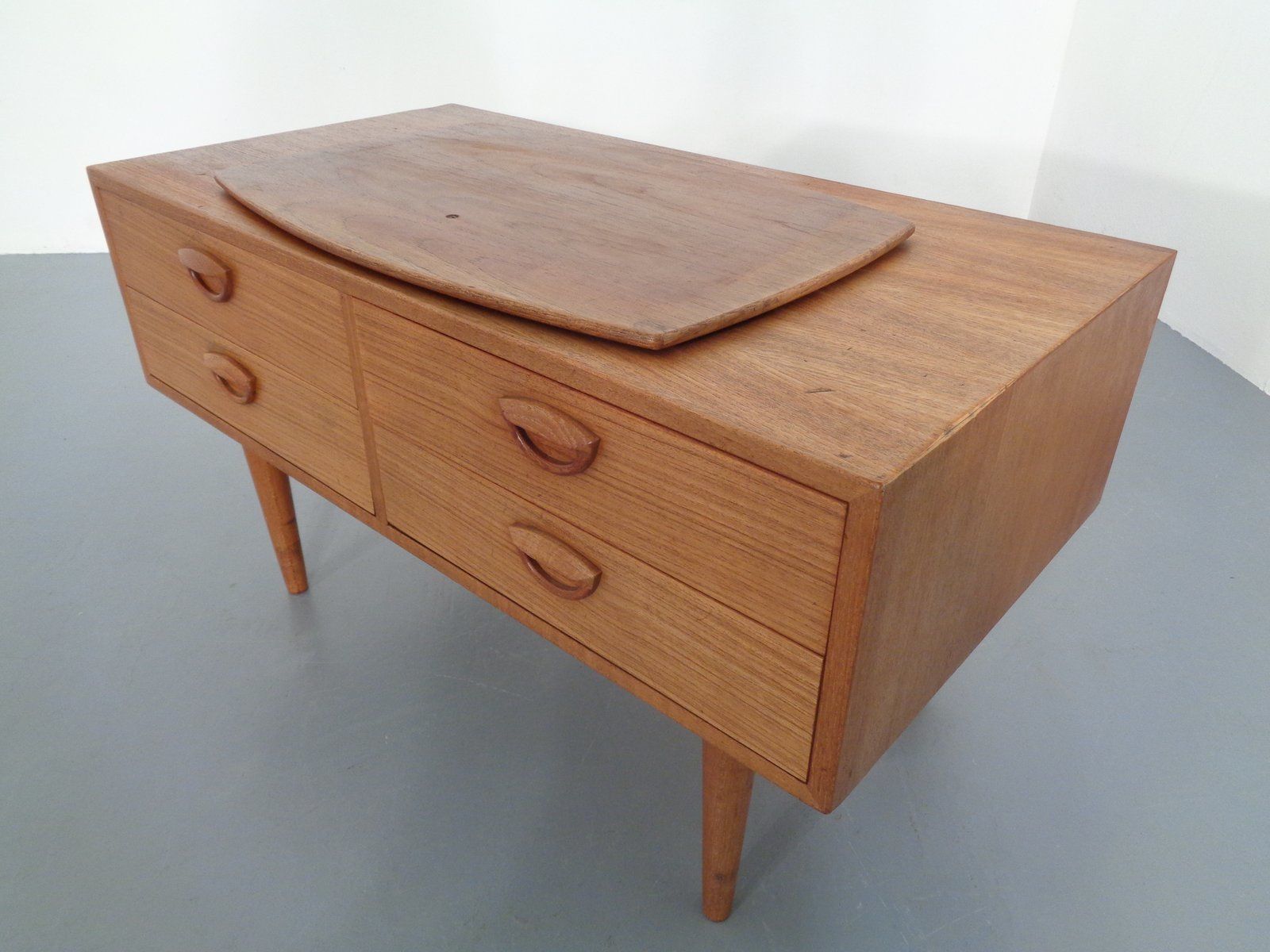 photo for sale Danish Teak Chest Of Drawers With Rotatable Tray, 1960s