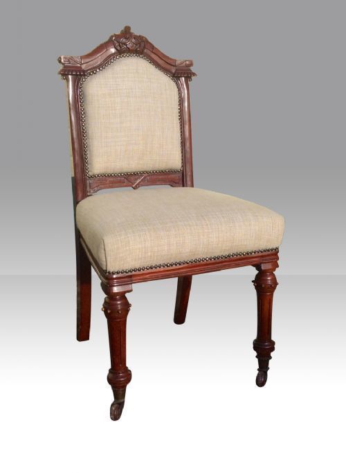 Set Of Six Antique Mahogany Upholstered Dining Chairs. photo for sale