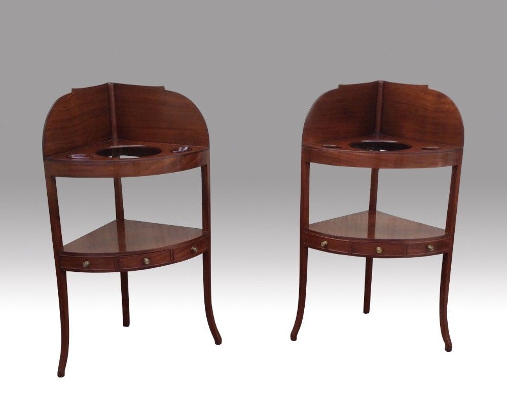 Stunning Pair Of Antique Georgian Corner Washstands, Tables,Cabinets