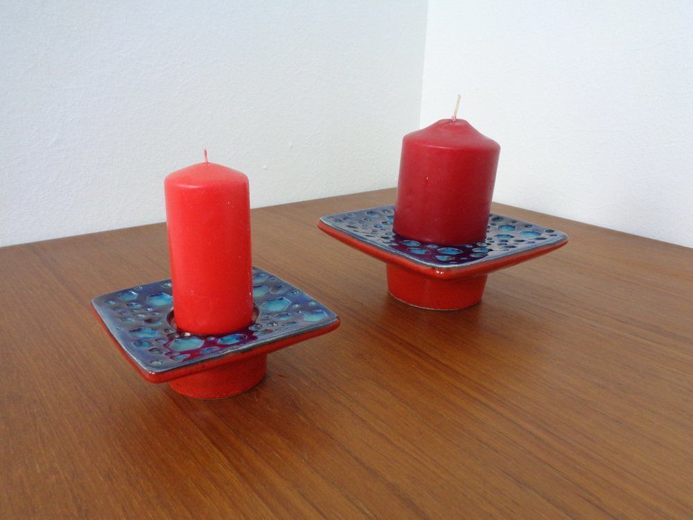 Studio Ceramic Candleholders From Dumler & Breiden, 1970s, Set Of 2 photo buy
