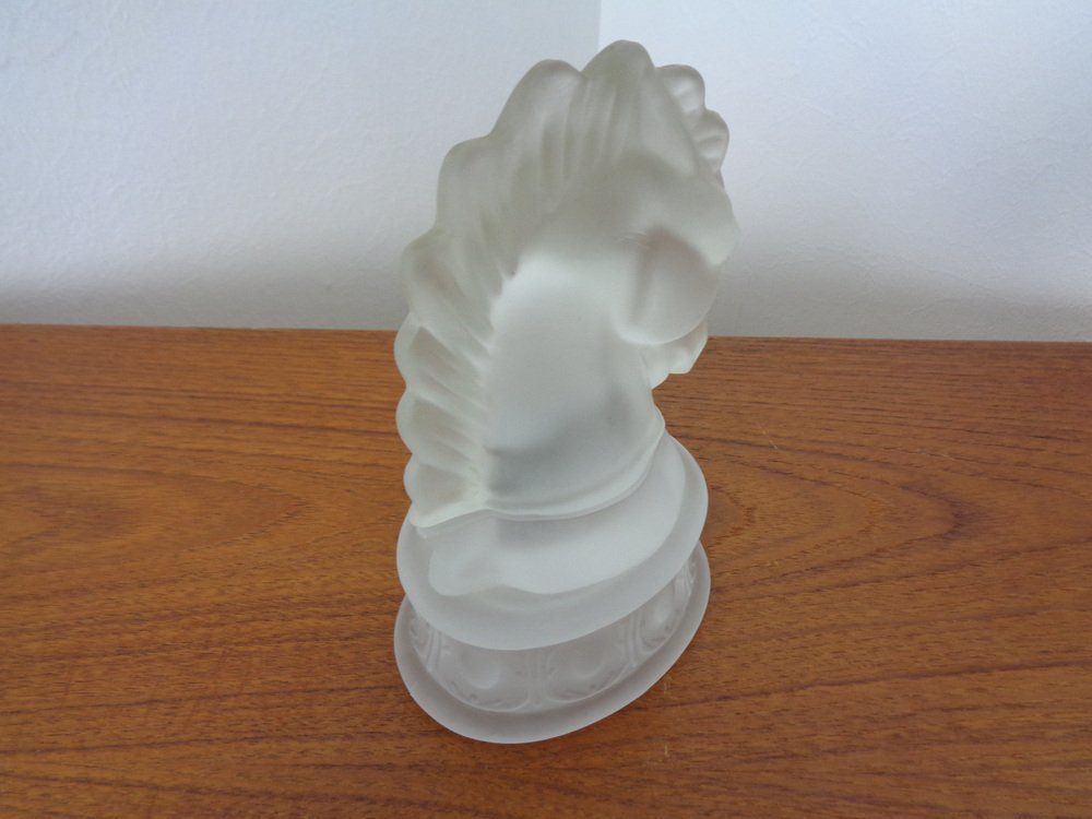 French Horse Lighter & Ashtray In Frosted Crystal Glass, 1960s, Set Of 3 photo buy