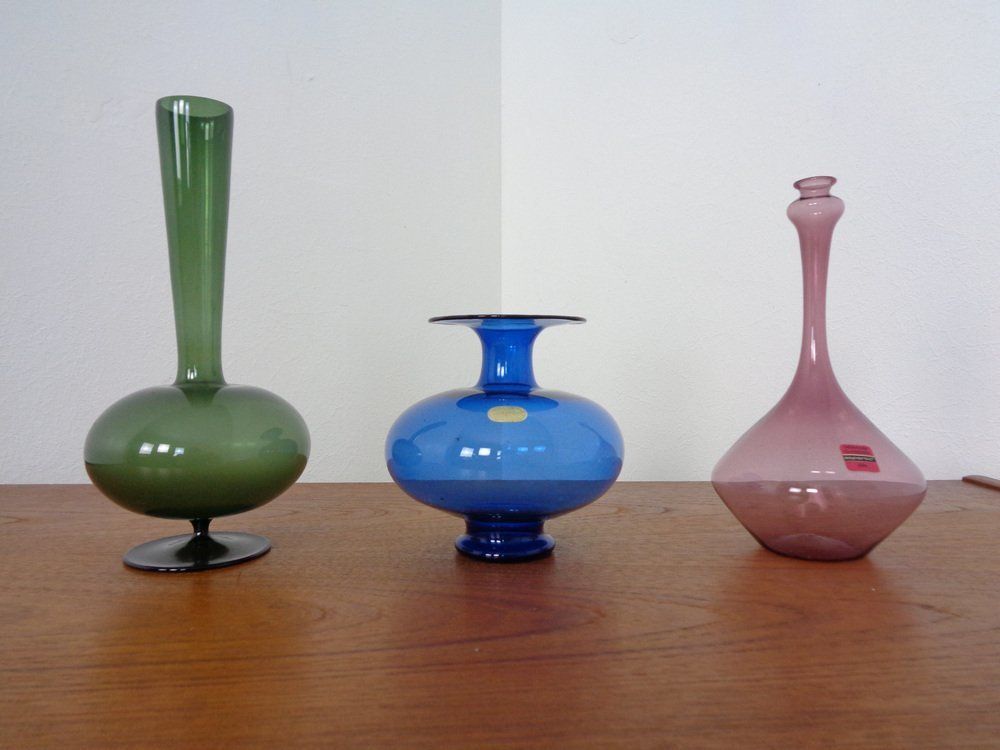 Blown Vases By Thuringian Glaskunst Lauscha, 1960, Set Of 3 photo for sale