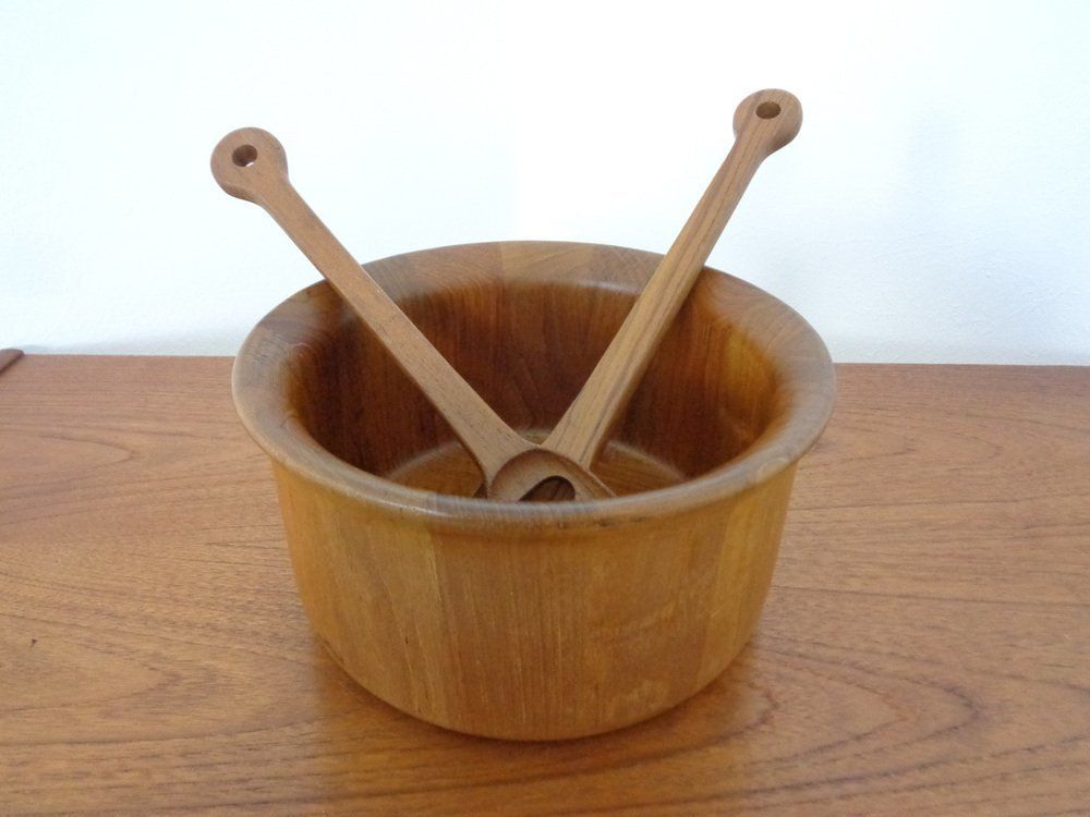 Mid Century Teak Salad Bowl And Spoons By Richard Nissen For Nissen, 1960s, Set Of 3 photo furniture
