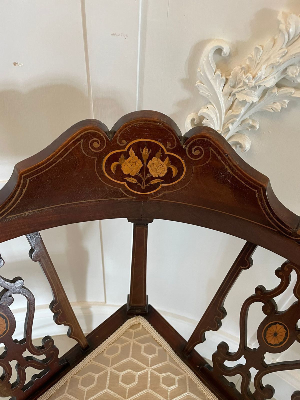 photo for sale Quality Antique Mahogany Inlaid Corner Chair