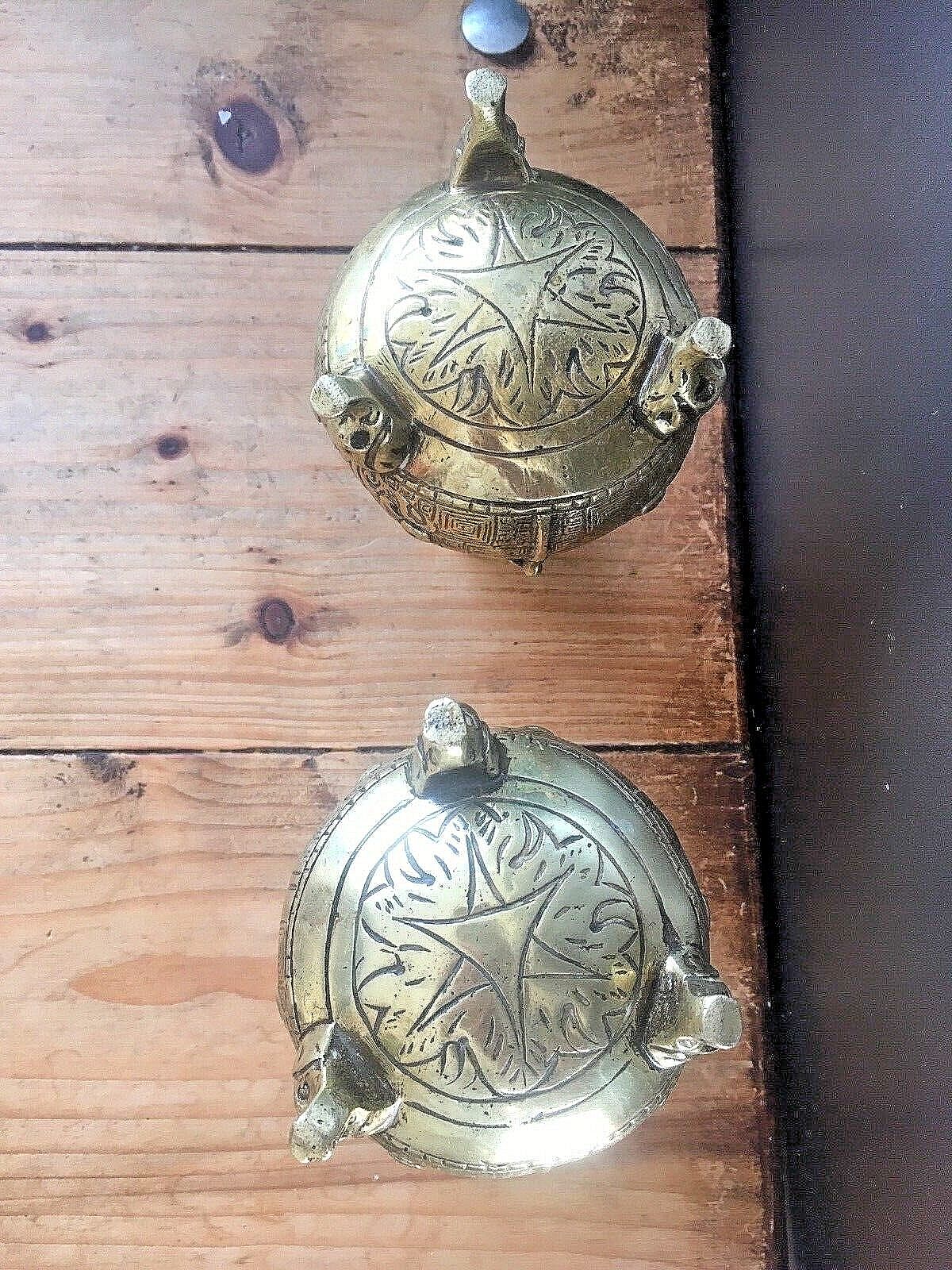 Unusual Antique Chinese Bronze Brass Urn Vases Elephant Feet Lion Mask 19th 20th photo vintage