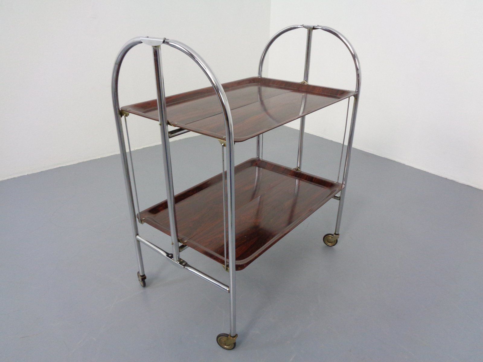 Vintage Optic Rosewood Pressalit Tea Cart 1970s