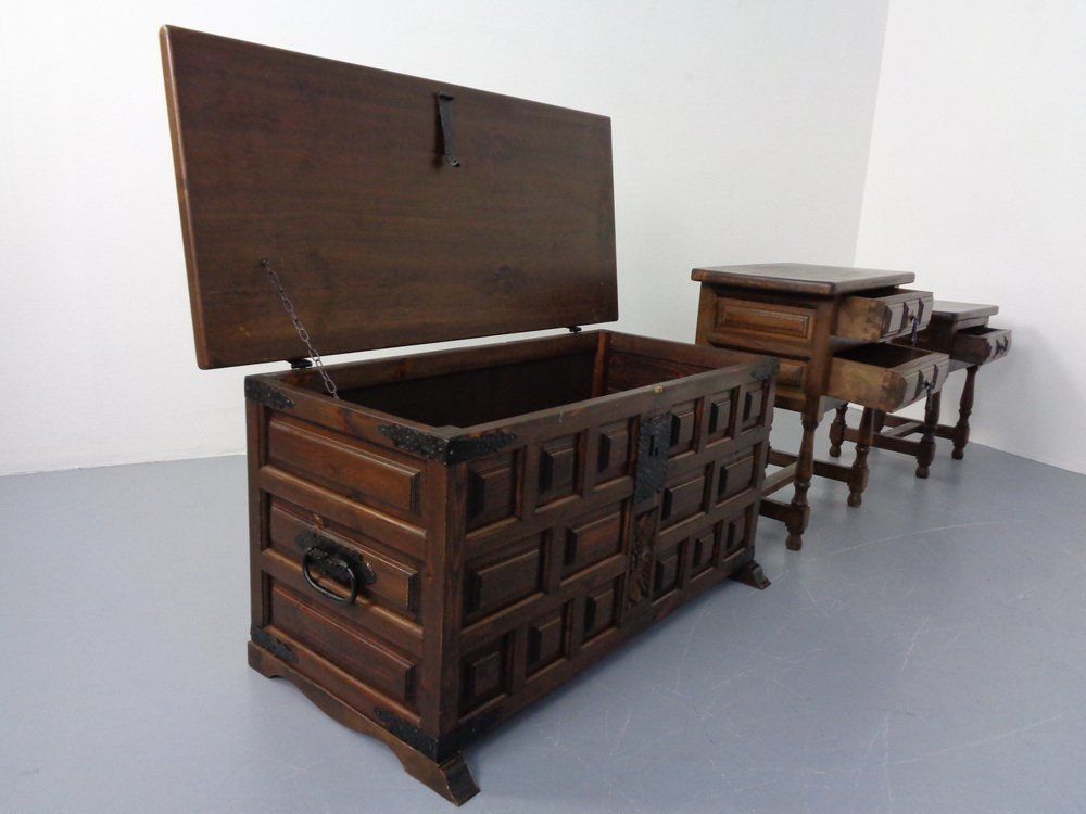 Spanish Chest & 2 Chests Of Drawers, 1960s, Set Of 3 photo for sale