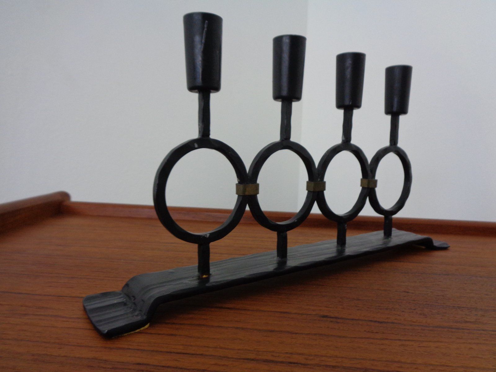 Brutalist Iron Magazine Rack And Candleholder, 1960s, Set Of 2 photo vintage