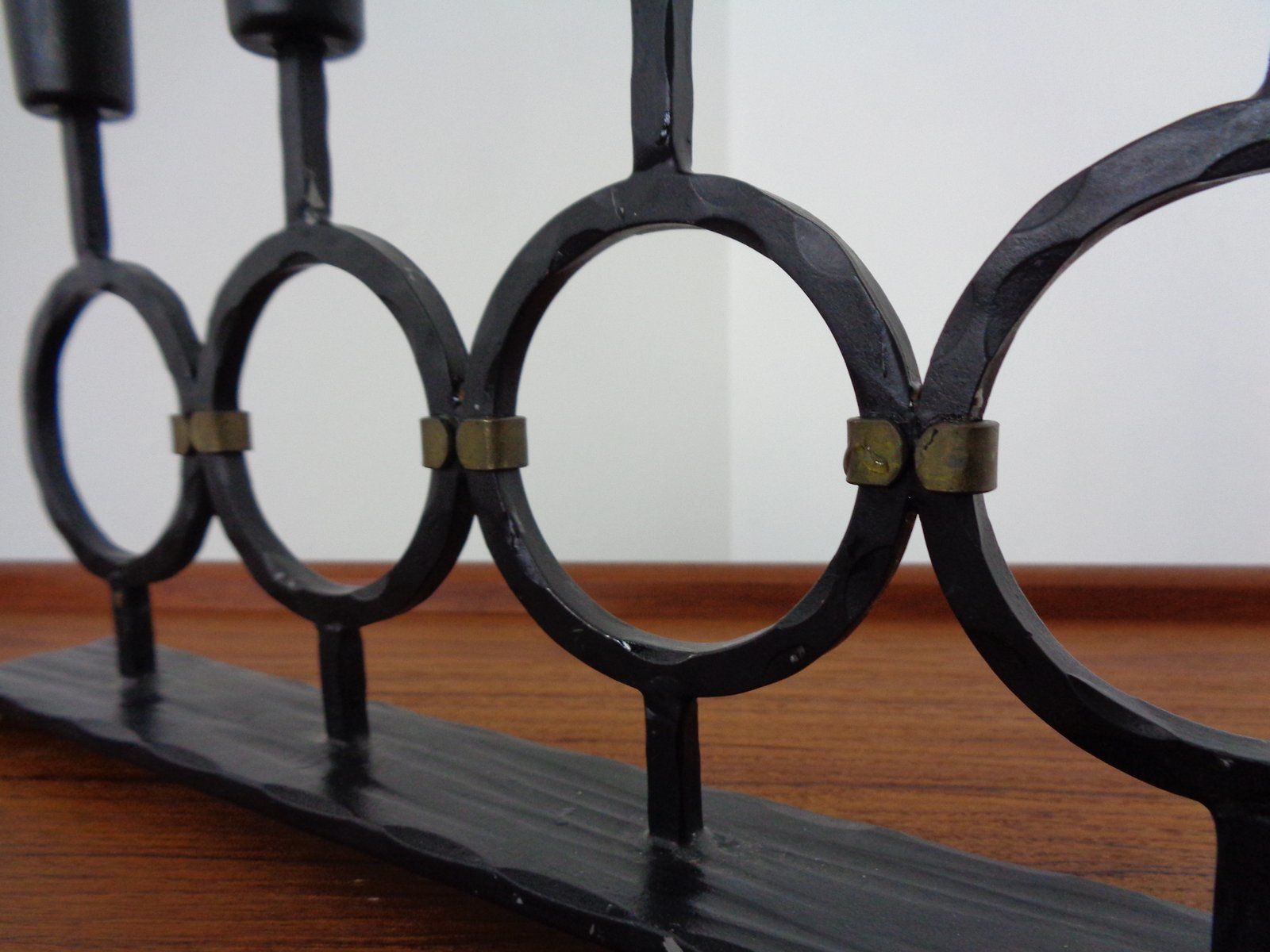 Home Decor Brutalist Iron Magazine Rack And Candleholder, 1960s, Set Of 2 photo