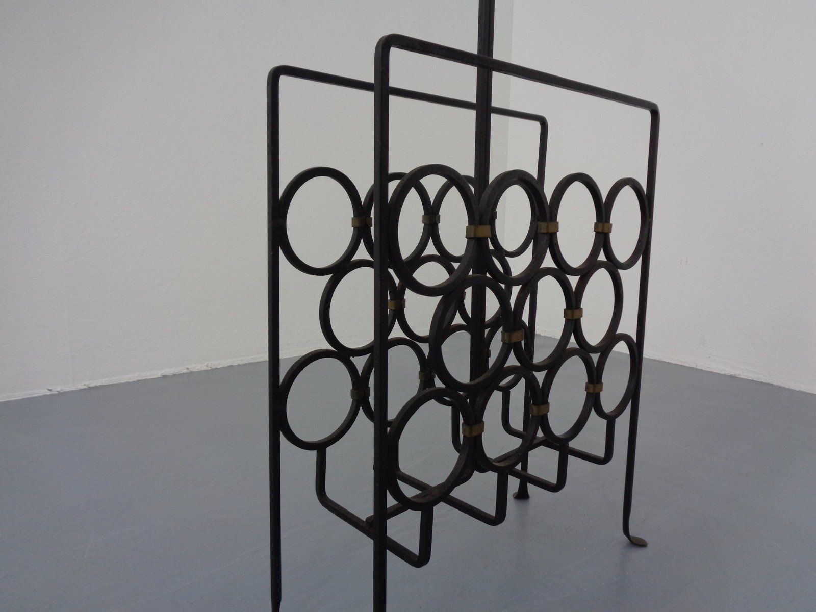 photo vintage Brutalist Iron Magazine Rack And Candleholder, 1960s, Set Of 2