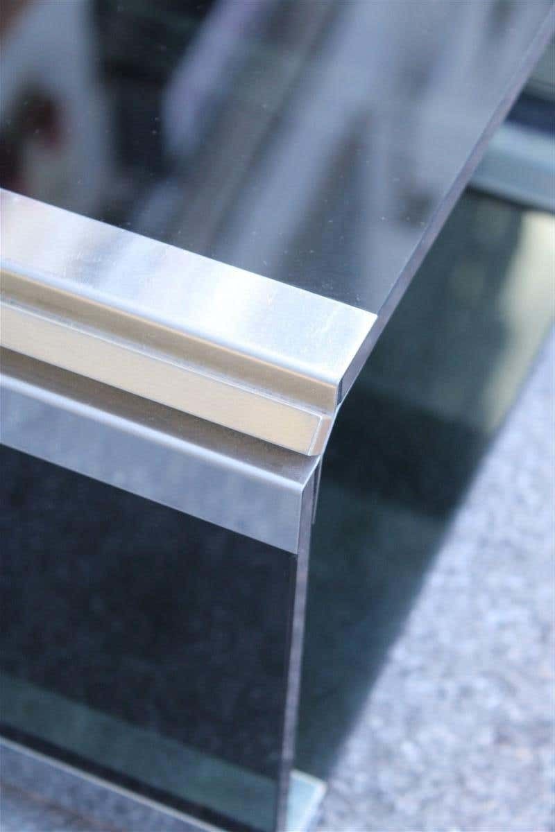Stackable Tables Stildomus 1970s Italian Glass Steel And Brass Argent Gold Rega photo vinterior
