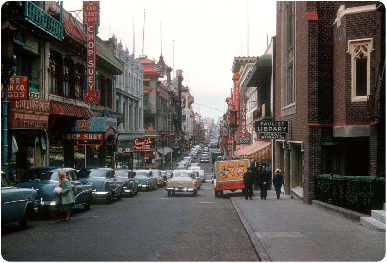 Chinatown San Francisco At Twilight, French School Circa 1950s photo for sale