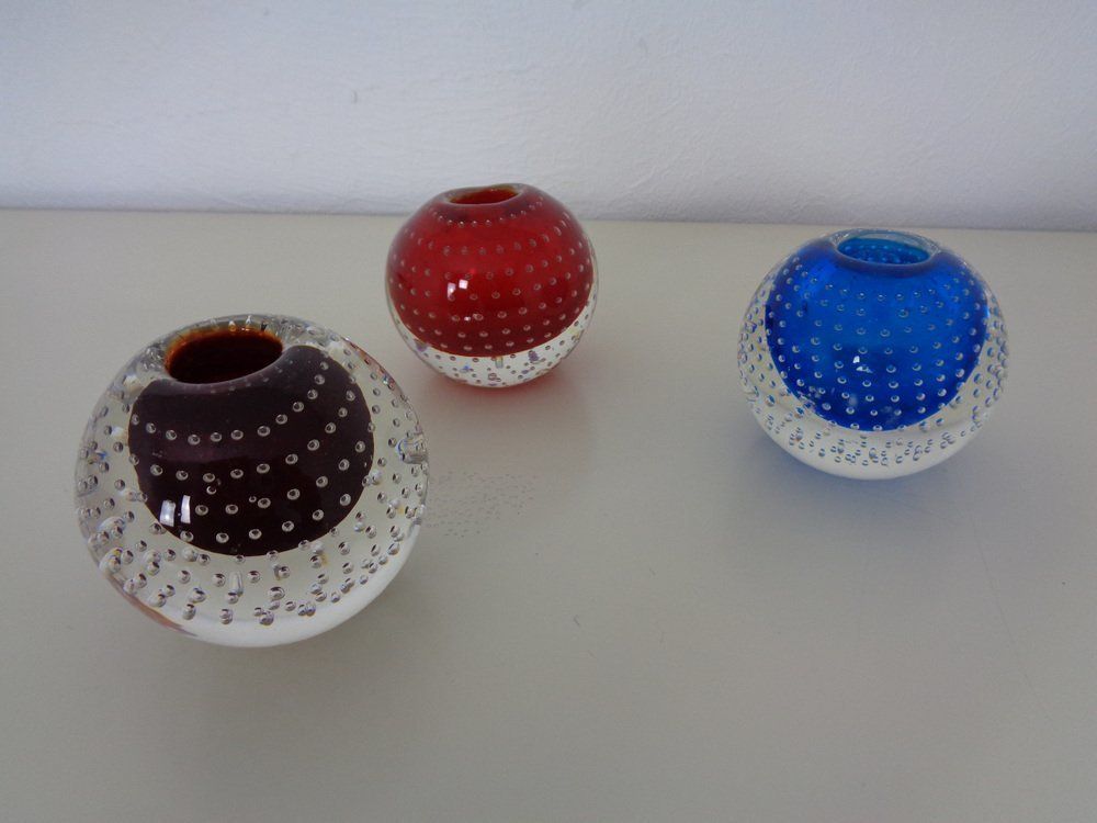 Italian Candleholders In Murano Glass, 1950s, Set Of 3 photo Home Decor
