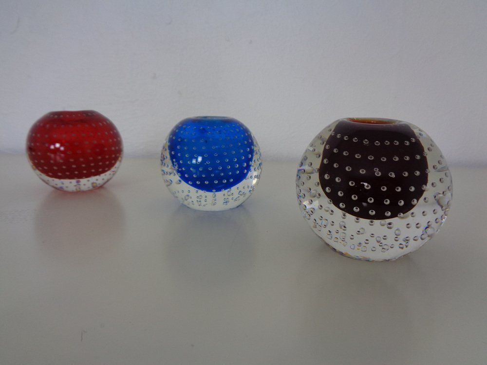 Italian Candleholders In Murano Glass, 1950s, Set Of 3 photo 289.0
