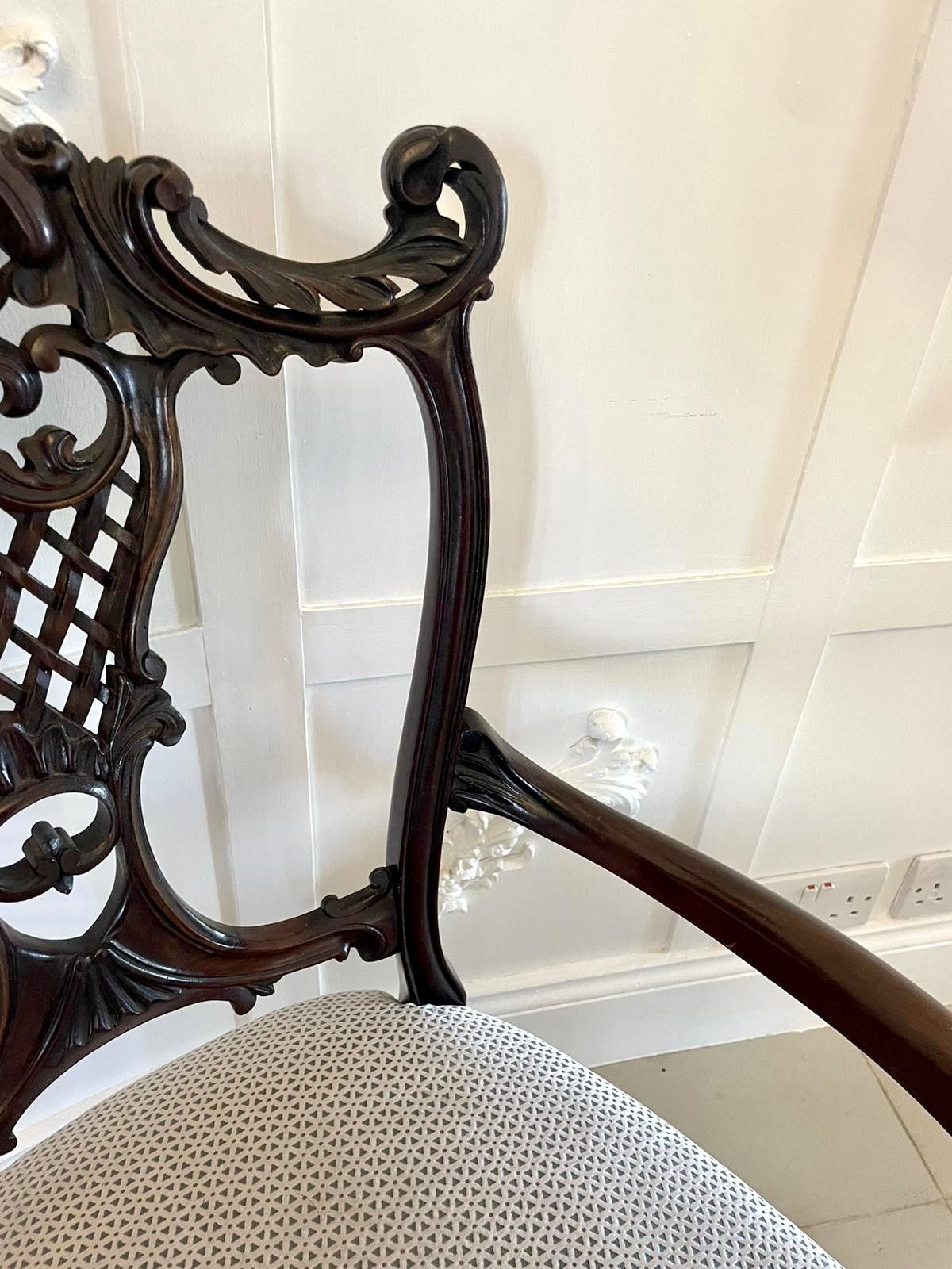 photo for sale Fine Quality Antique Mahogany Carved Desk Chair