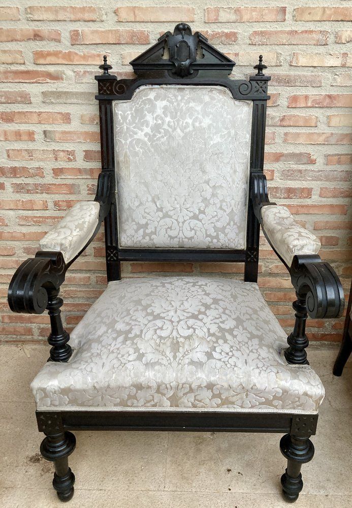 Alphonsine Armchairs In Ebonized Wood, 1900, Set Of 3 photo buy