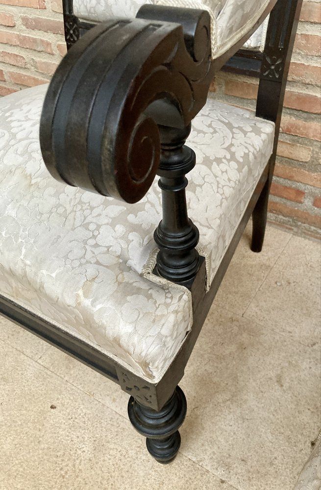 photo vintage Alphonsine Armchairs In Ebonized Wood, 1900, Set Of 3
