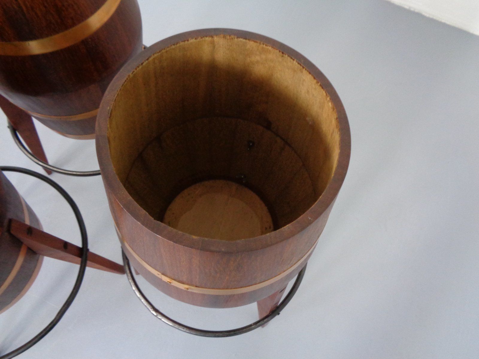 photo buy Mid Century Teak & Copper Barstools, 1960s, Set Of 3