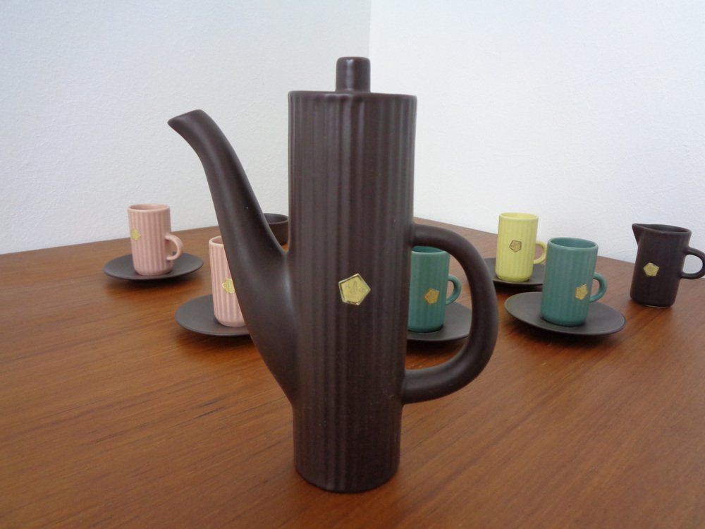 Swedish Syco Mocha Service, 1950s, Set Of 15 photo buy
