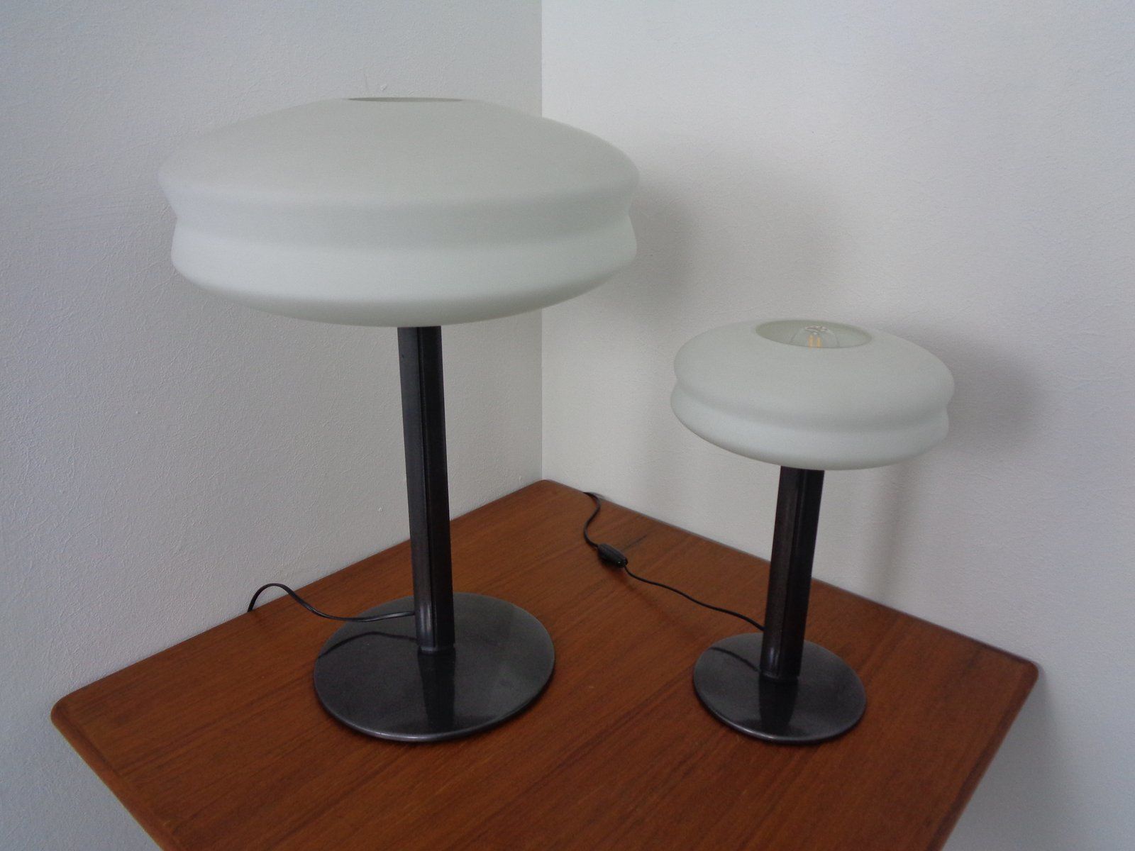 Italian Opal Glass Lamps By Stefano Marcato, Set Of 2 photo vinterior