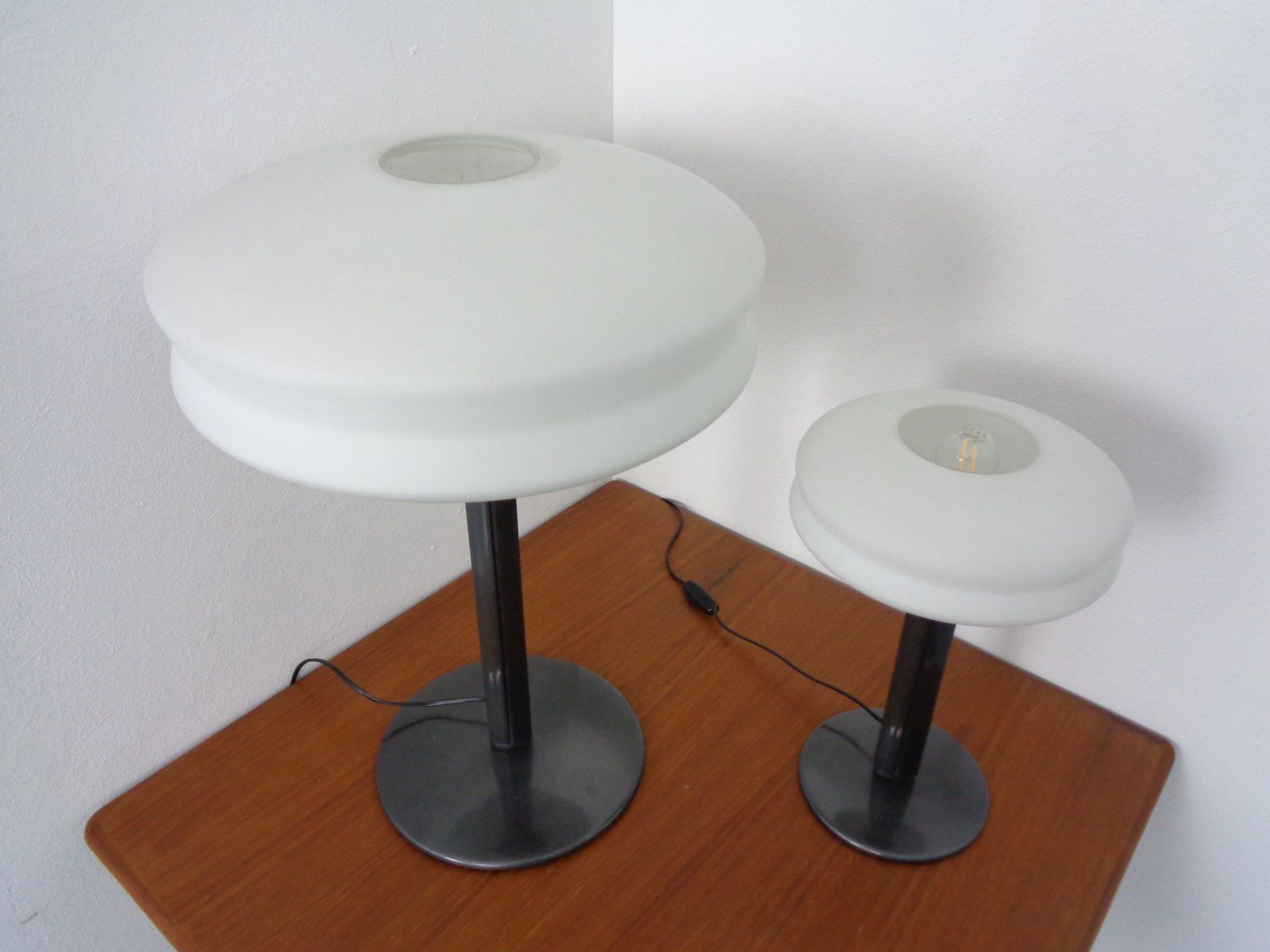 photo furniture Italian Opal Glass Lamps By Stefano Marcato, Set Of 2