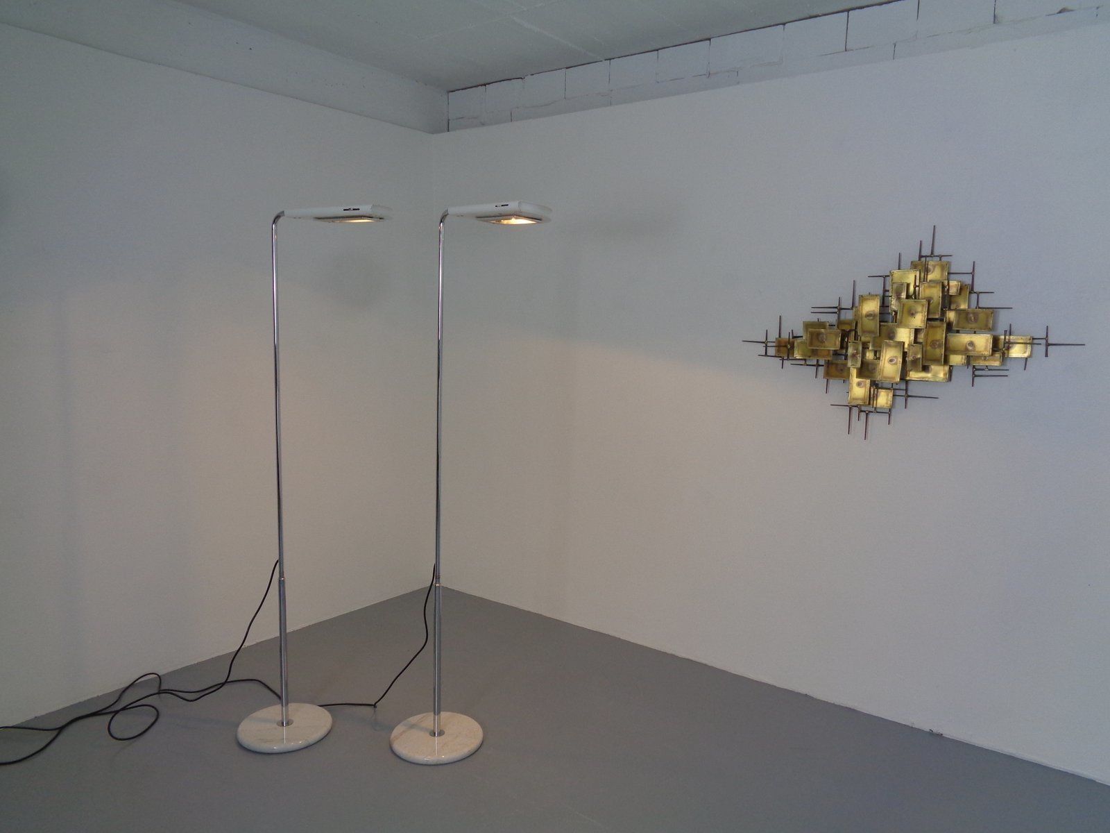Mezzaluna Floor Lamps By Bruno Gecchelin For Skipper Pollux, 1970s, Set Of 2 photo furniture