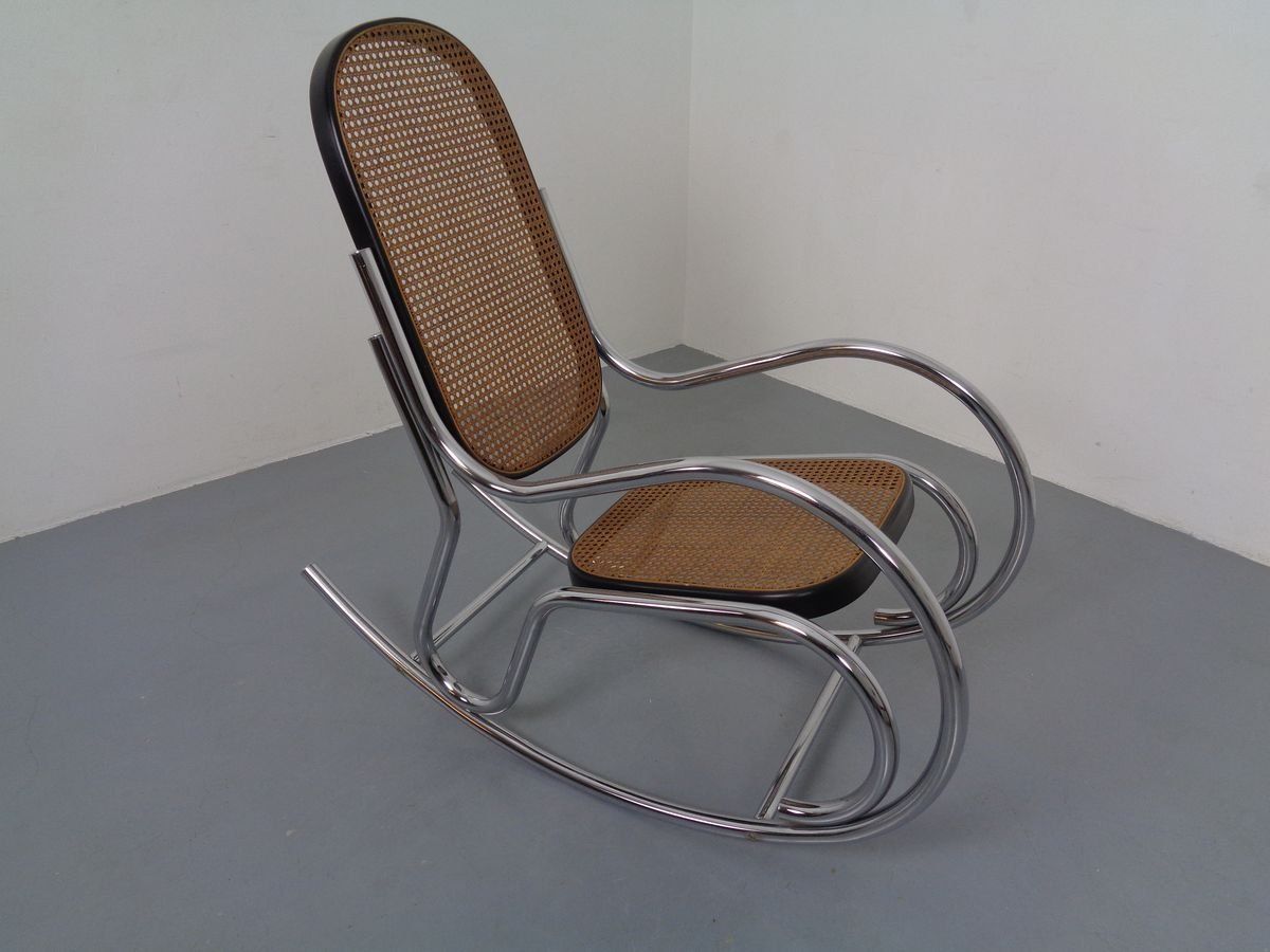 Mid Century Tubular Steel & Mesh Rocking Chair, 1960s photo vintage