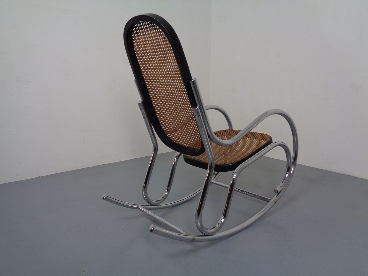 photo furniture Mid Century Tubular Steel & Mesh Rocking Chair, 1960s