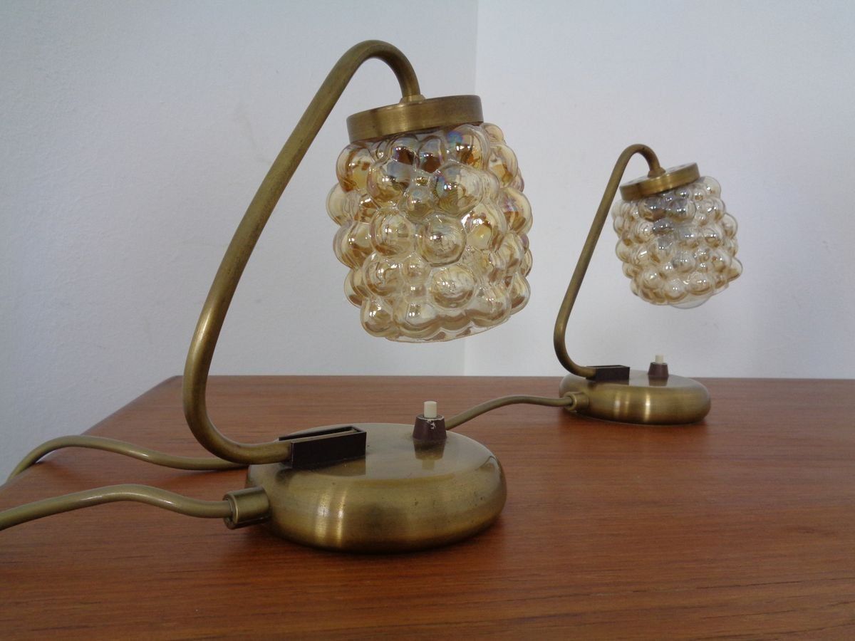 Amber Bubble Table Lamps By Richard Essig For Saku Leuchten, 1960s, Set Of 2 photo 420.0