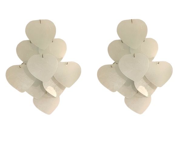 Heart Shaped Glass Sconces Set Of 2 1980’s photo vintage