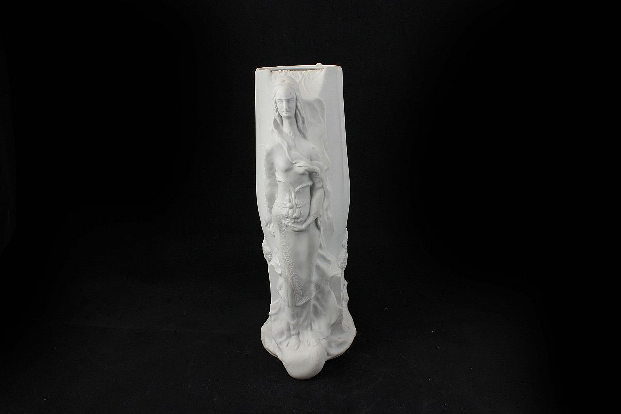 Biscuit Porcelain Vase With Male And Female Figures, Late 19th Century photo 272.48