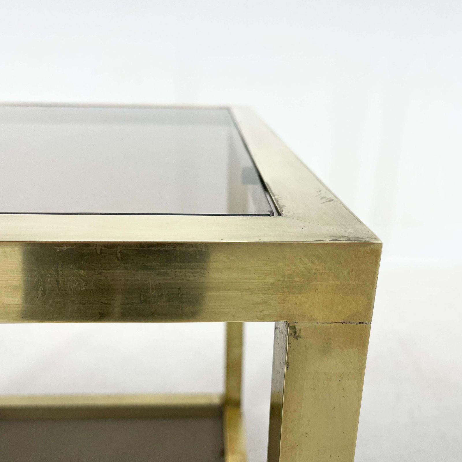 Italian Mid Century Brass And Smoked Glass Table, 1970's photo 907.0
