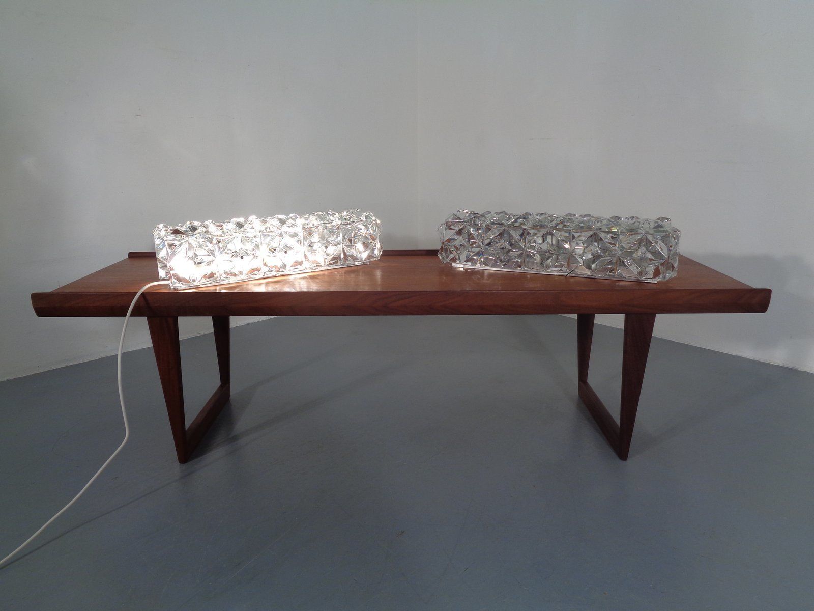 photo furniture Chrome Plated And Crystal Glass Flush Mount Wall Lights From Kinkeldey 1970s Set Of 2
