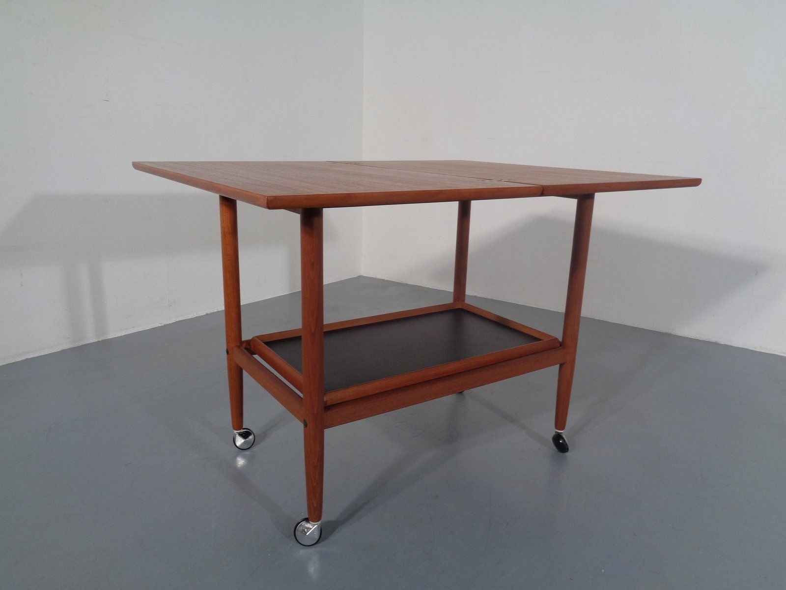 Teak Flip Flop Expandable Cart With Removable Tray By Grete Jalk 1960s photo vinterior