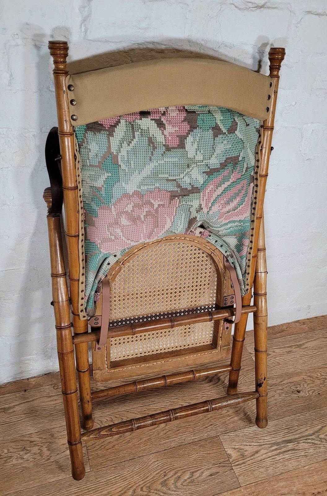 Antique Edwardian Bamboo Effect And Rattan Folding Chair photo vintage