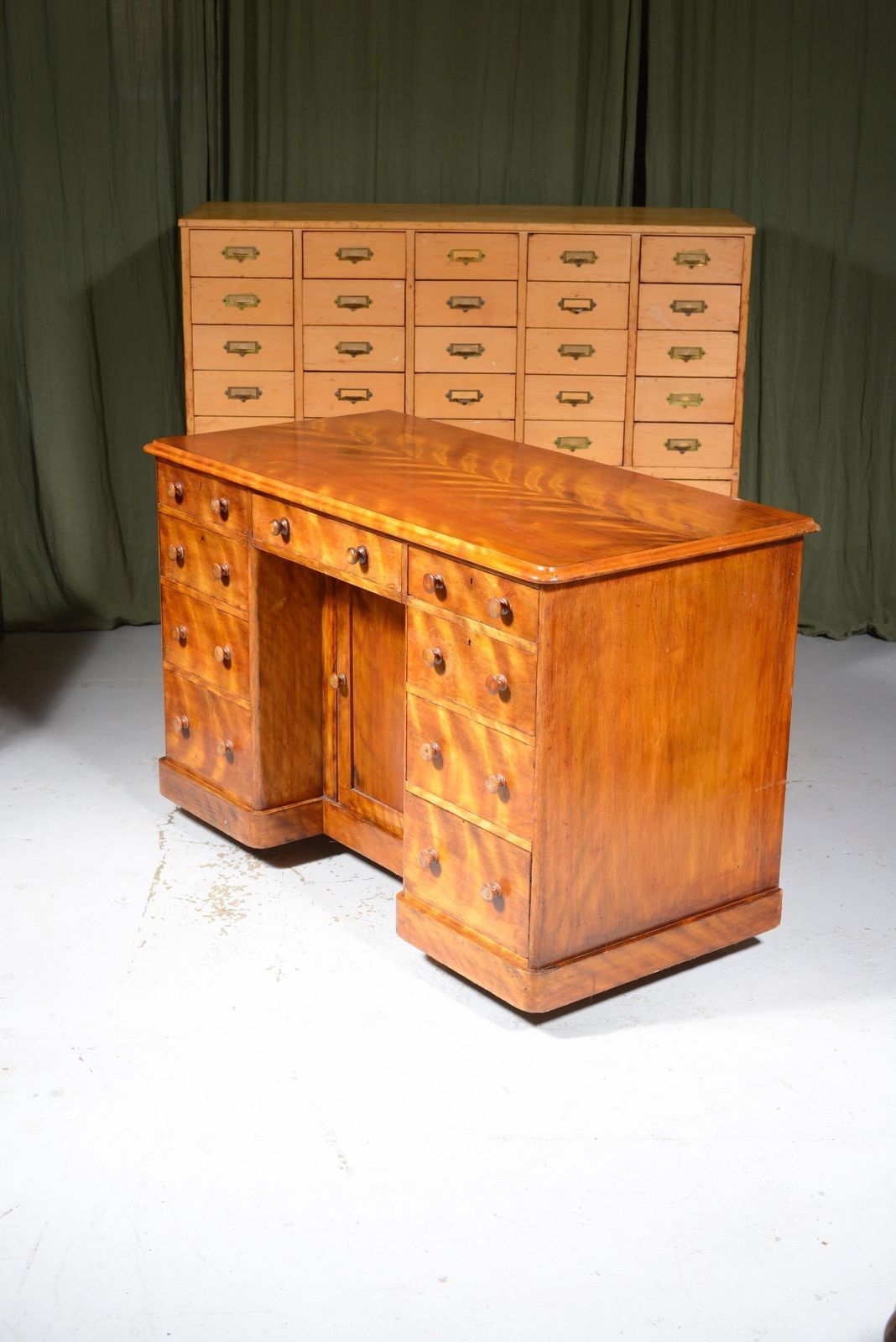 A Victorian Satin Birch Kneehole Desk By Constantine & Co, Leeds   C.1850 photo Furniture