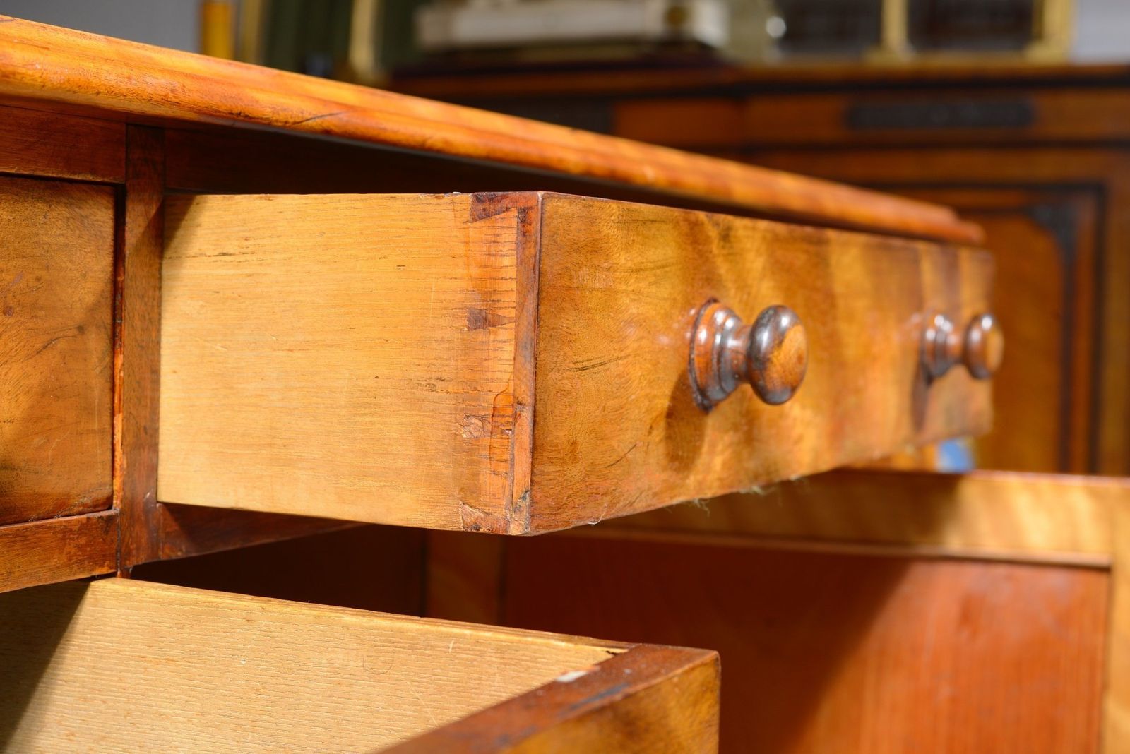 A Victorian Satin Birch Kneehole Desk By Constantine & Co, Leeds   C.1850 photo 580.0