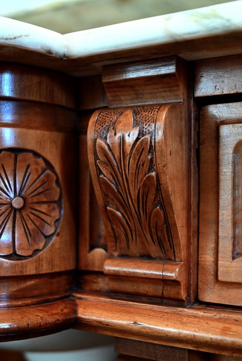 photo buy Important Vanity Unit / Washbasin In Cherry, "L'hygiène Moderne Paris"   Early 20th Century