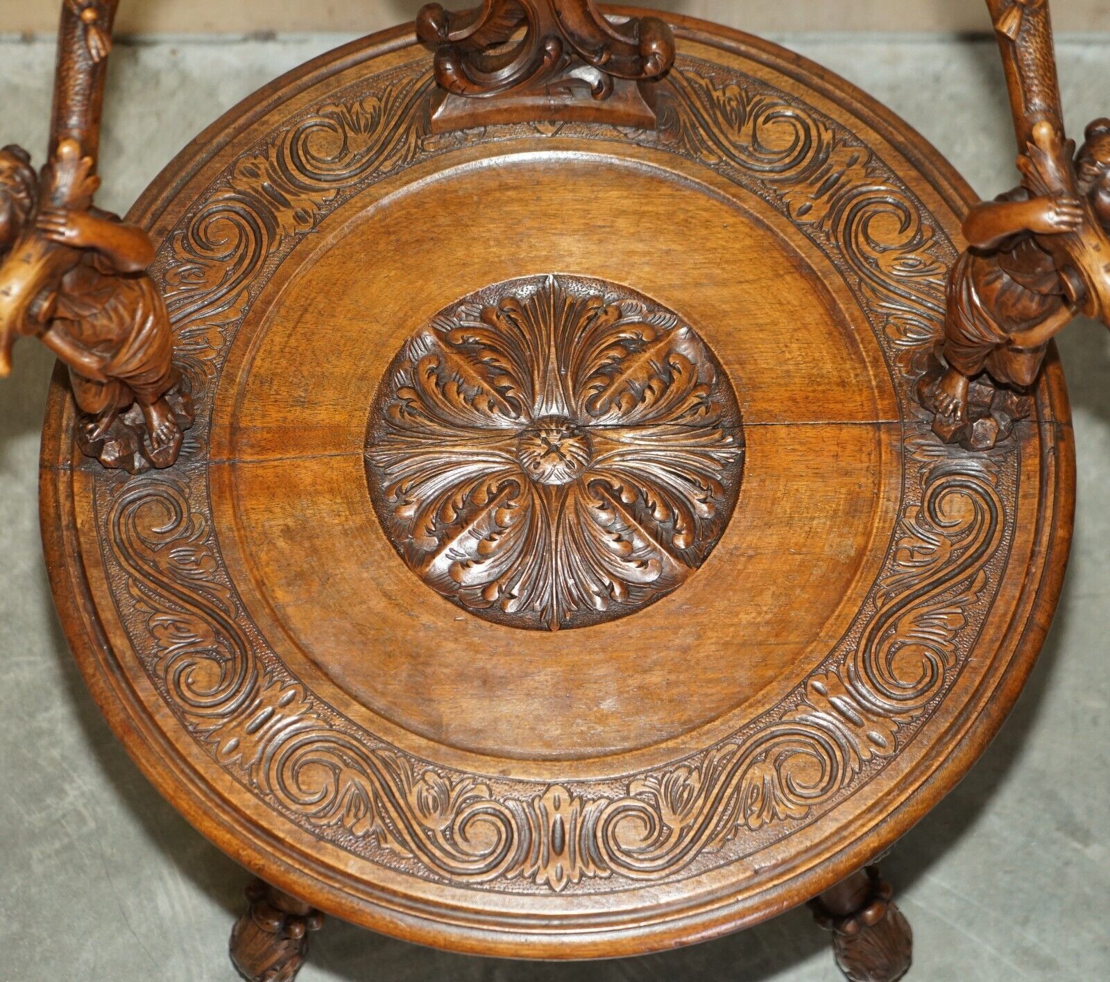 photo for sale Original 19th Century Andrea Brustolon Style Hand Carved Italian Walnut Armchair