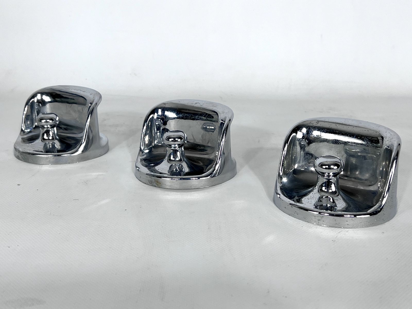 Mid Century Modern Set Of Three Chrome Plastic Coat Hangers Olaf Bohr 1960s photo vinterior