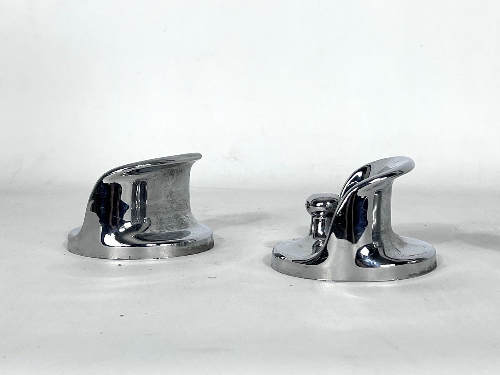 Mid Century Modern Set Of Three Chrome Plastic Coat Hangers Olaf Bohr 1960s photo vintage
