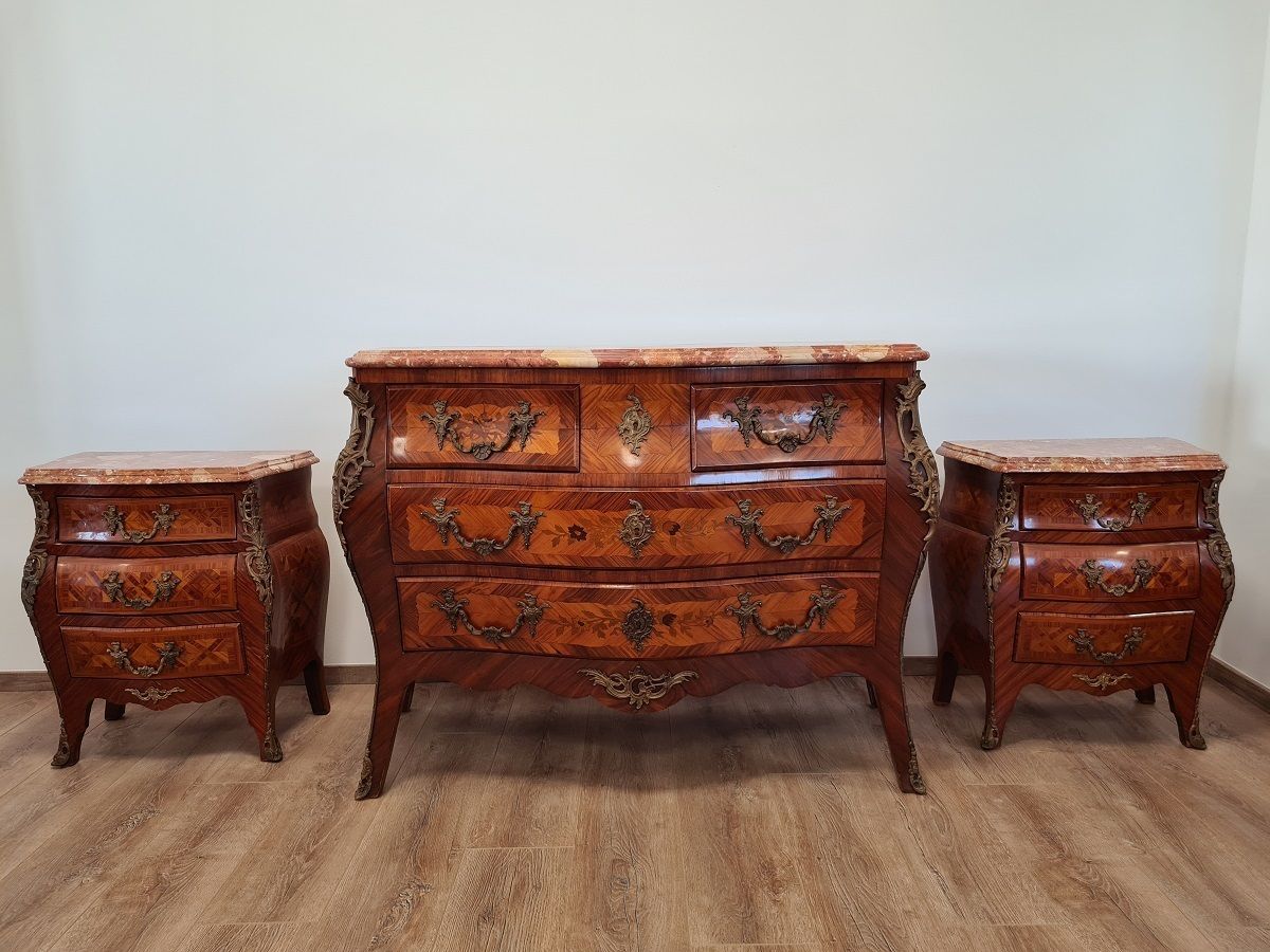 French Chest Of Drawers With Brass Applications And Marble Slab photo furniture