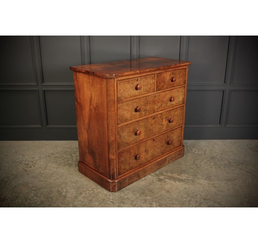 Victorian Burr Oak Chest Of Drawers photo for sale
