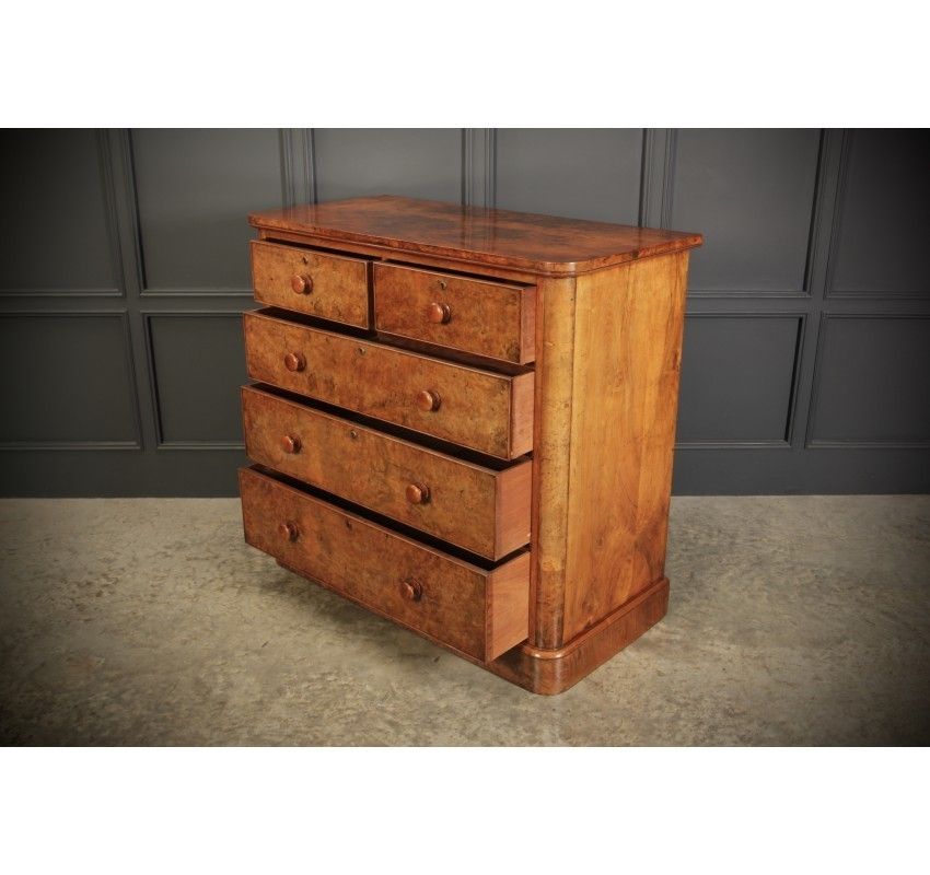 Victorian Burr Oak Chest Of Drawers photo vintage
