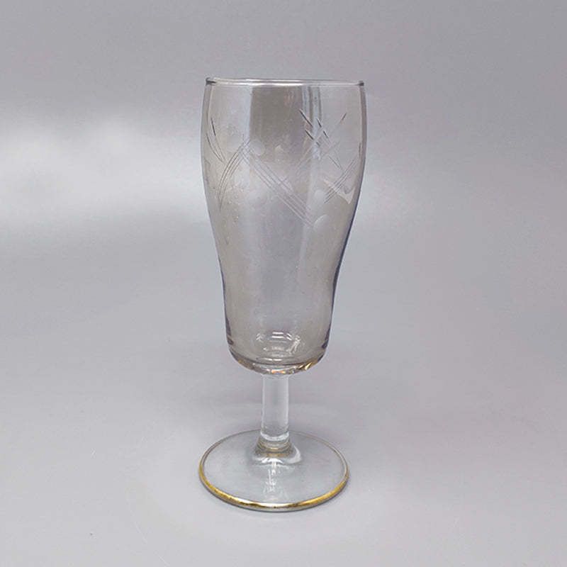 1960s Astonishing Set Of Six Crystal Glasses. Made In Italy photo vinterior