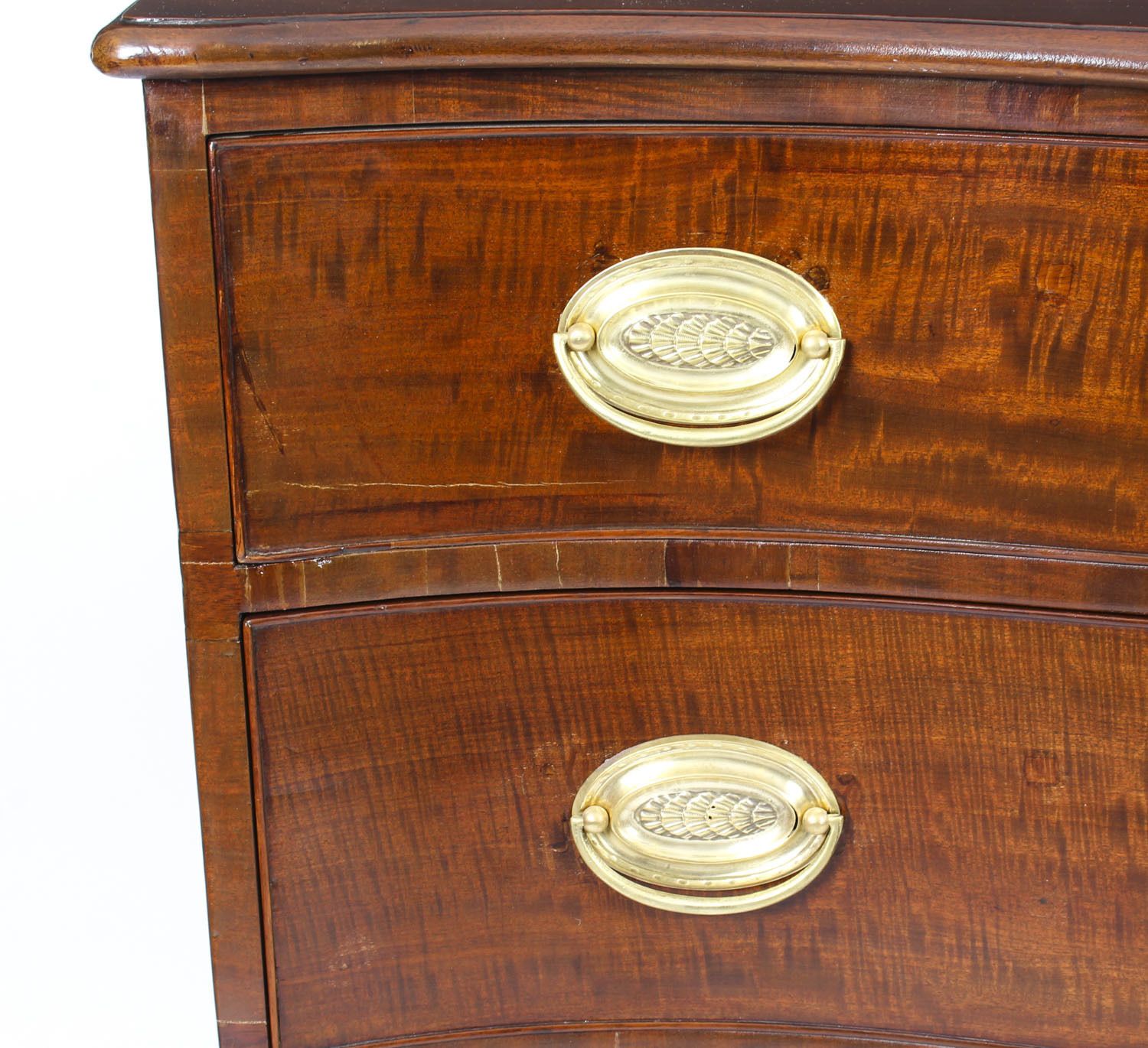 Antique George III Serpentine Flame Mahogany Chest Drawers  18th Century photo vintage
