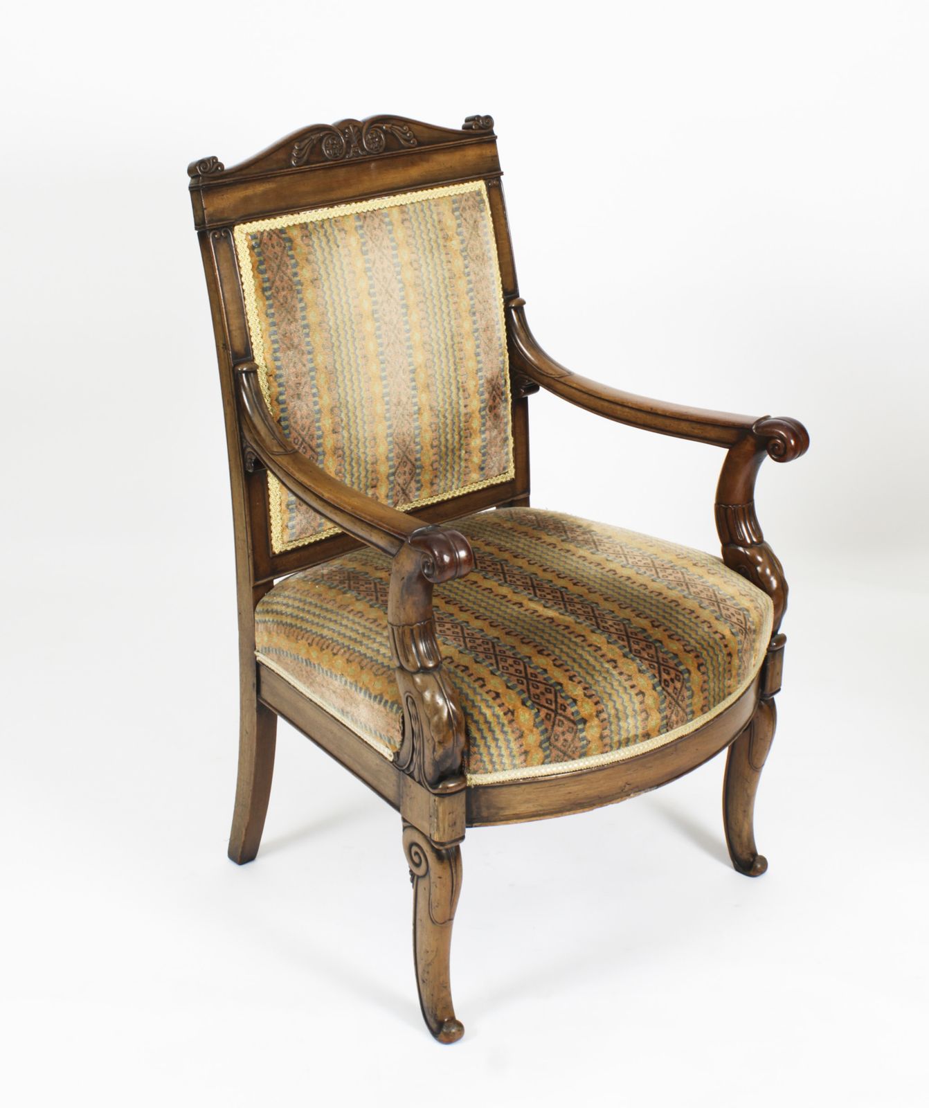 Antique Pair French Empire Armchair Fauteuils C.1880 19th C photo for sale